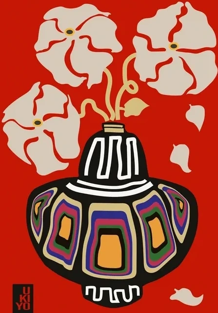 Ukiyo Vase Flower Rainbow Red