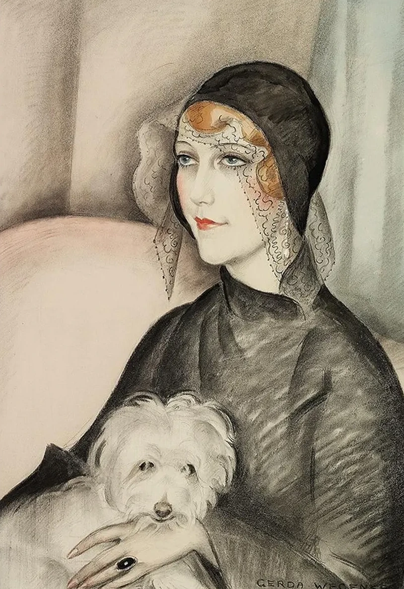 Ung Dame Med Sort Klokkehat Og Lille Hvid Sk Dehund