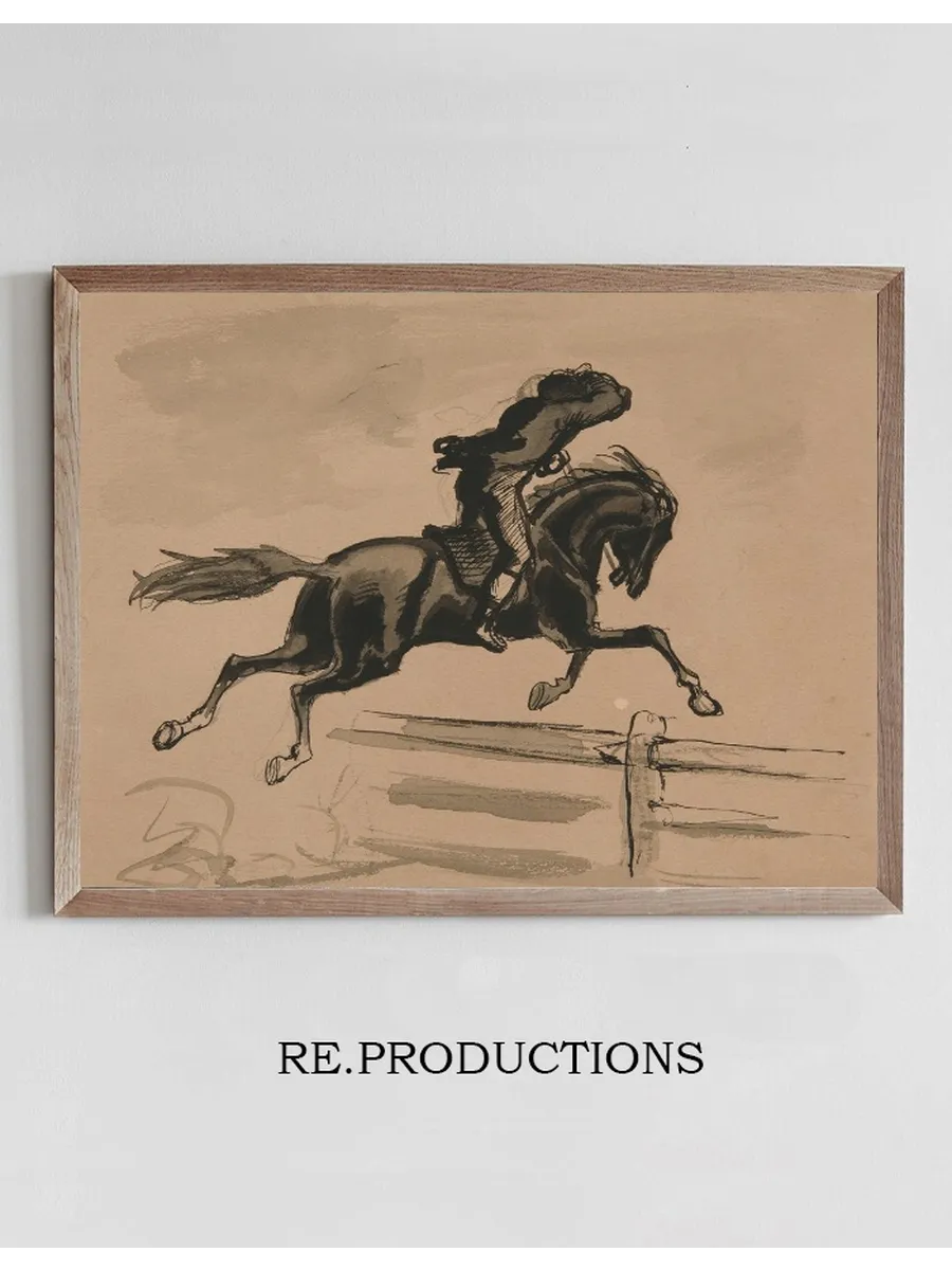 Unidentified Illustration of a Rider Jumping a Fence