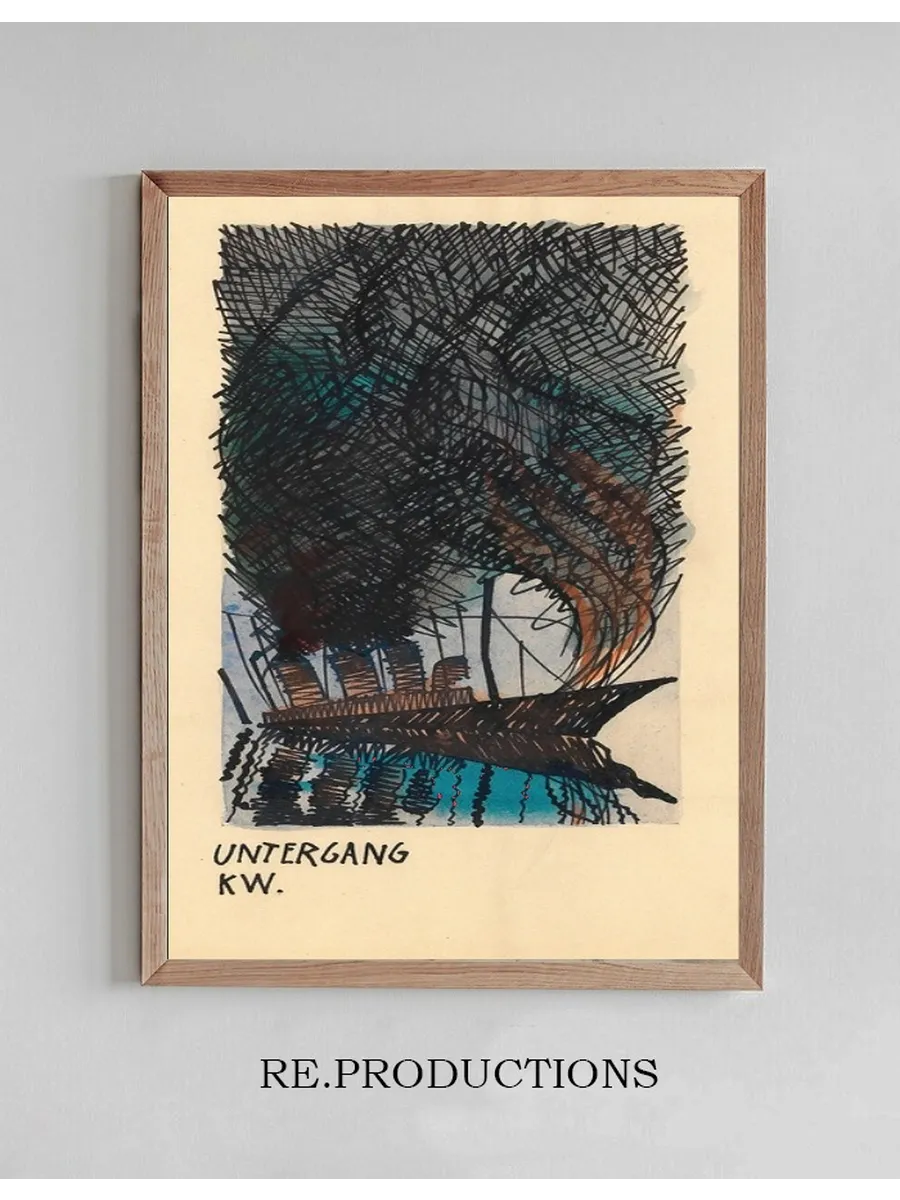 Untergang (schiff Mit Vier Schloten, Feuer Und Rauchwolke)