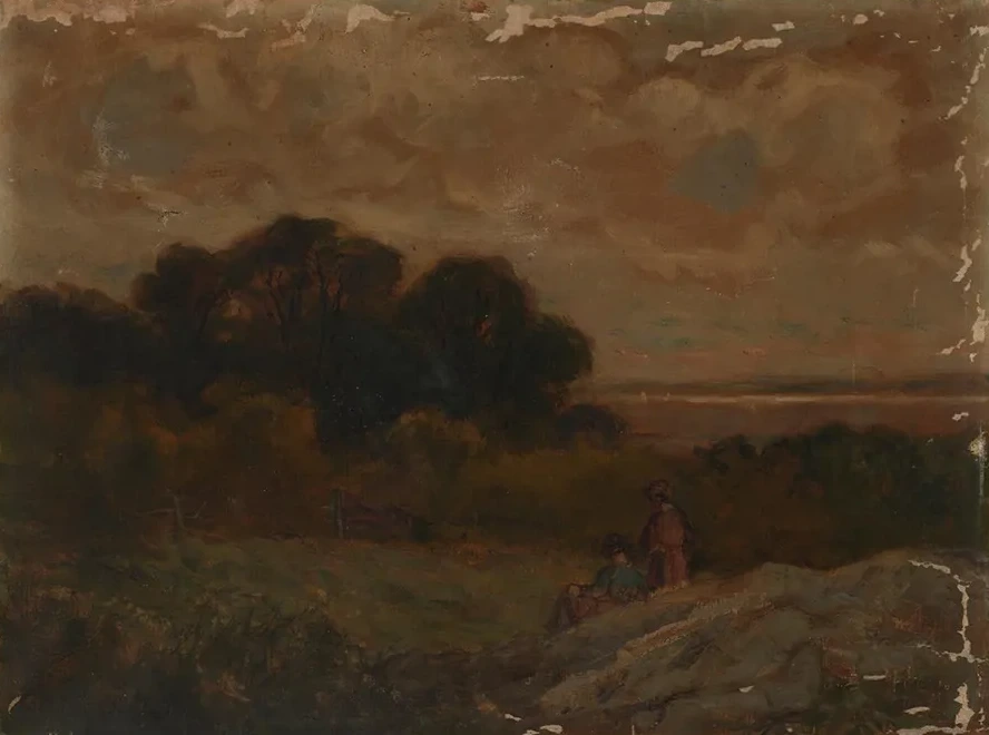 Untitled (Landscape with Two Women Reclining on Rocks)