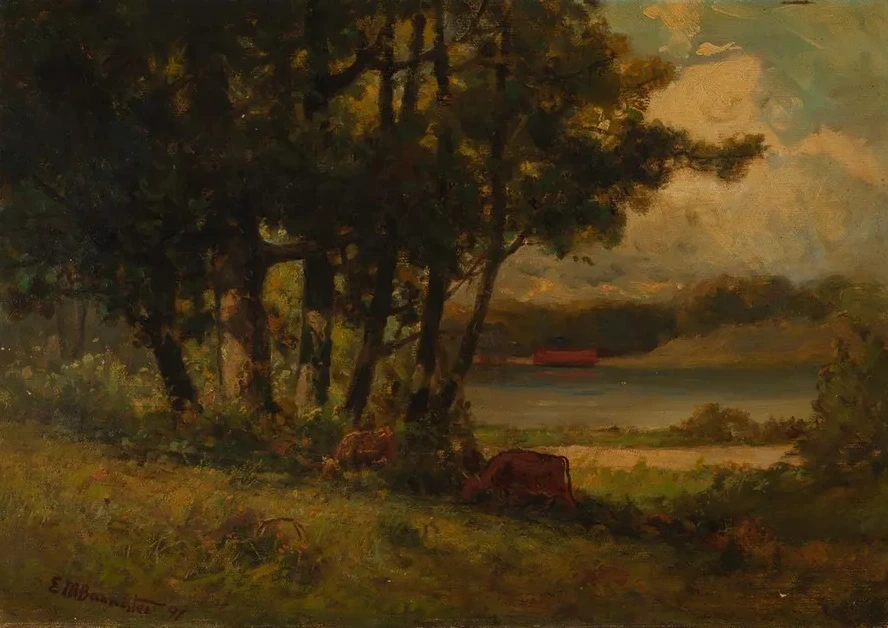 Untitled (landscape with Cows Grazing Near River)