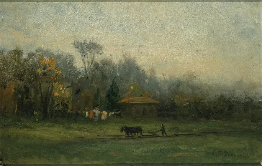 Untitled (landscape with Man Plowing Fields)