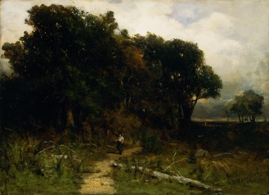 Untitled (landscape, Woodcutter on Path)