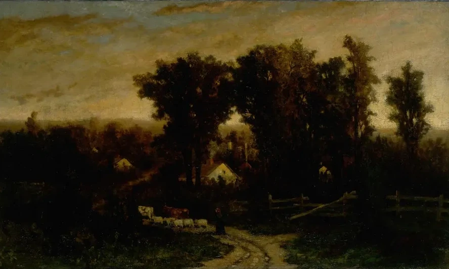 Untitled (woman with Cattle and Sheep at Dusk)