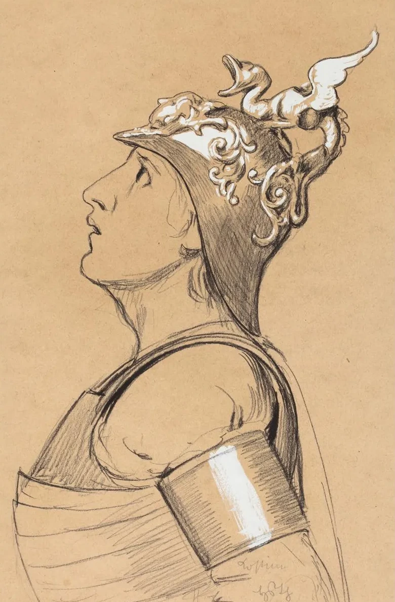 Valkyrie (Costume Study for Bayreuth) Head with Helmet