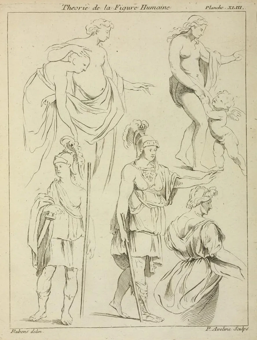 Various Figures Including Roman Soldiers, and Partially Draped Male and Female Nudes