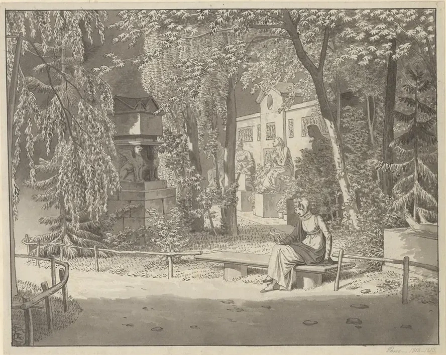 Ved Descartes og Condes gravm ler i Jardin Elys e des Petits Augustins, Paris