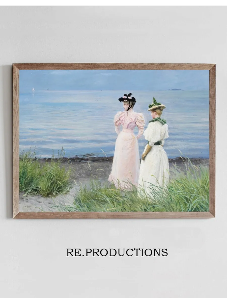 Ved Stranden I Hellerup. Frk. Elisabeth Fischer Og Frk. Anna Pauline Bruun En Sommerdag P Stranden I Hellerup