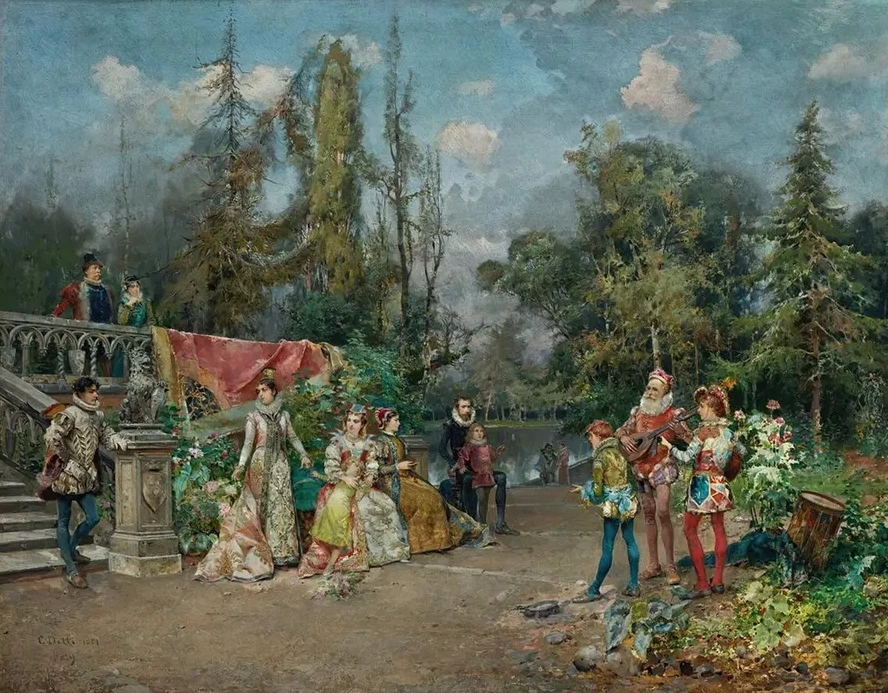 Venetian Court, Minstrel Scene