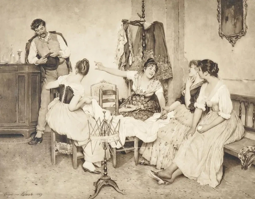Venetian Girls with a Gondoliere