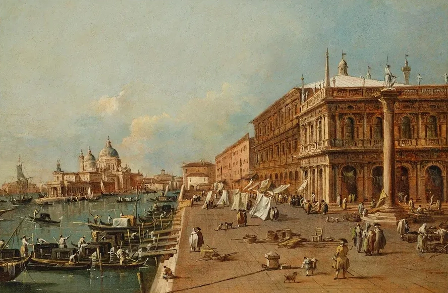 Venice The Molo with the Libreria, the Punta della Dogana and Santa Maria della Salute