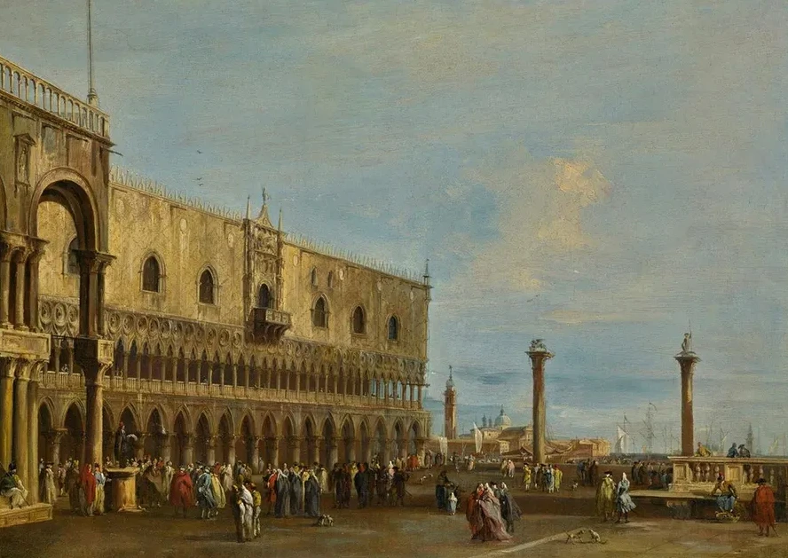 Venice, A View Of The Piazzetta Looking South With The Palazzo Ducale