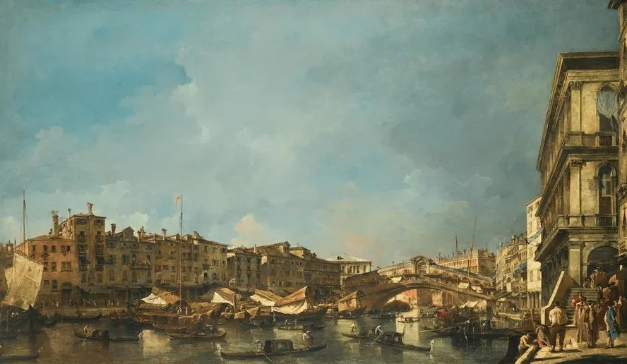 Venice, A View Of The Rialto Bridge, Looking North, From The Fondamenta Del Carbon