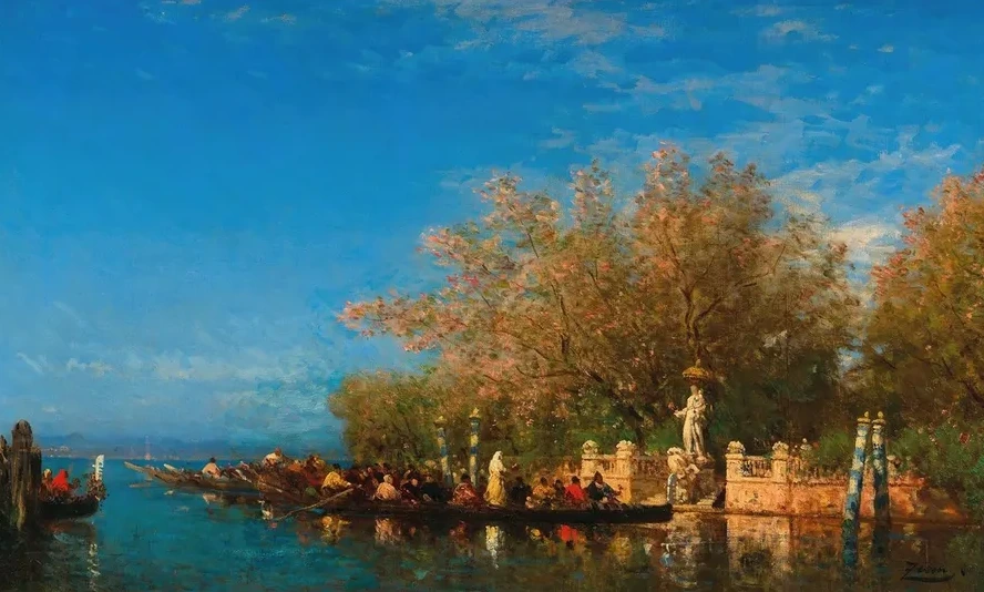 Venice, a Gondola Ride to the Madonna at the Entrance of the Jardins Fran Ais