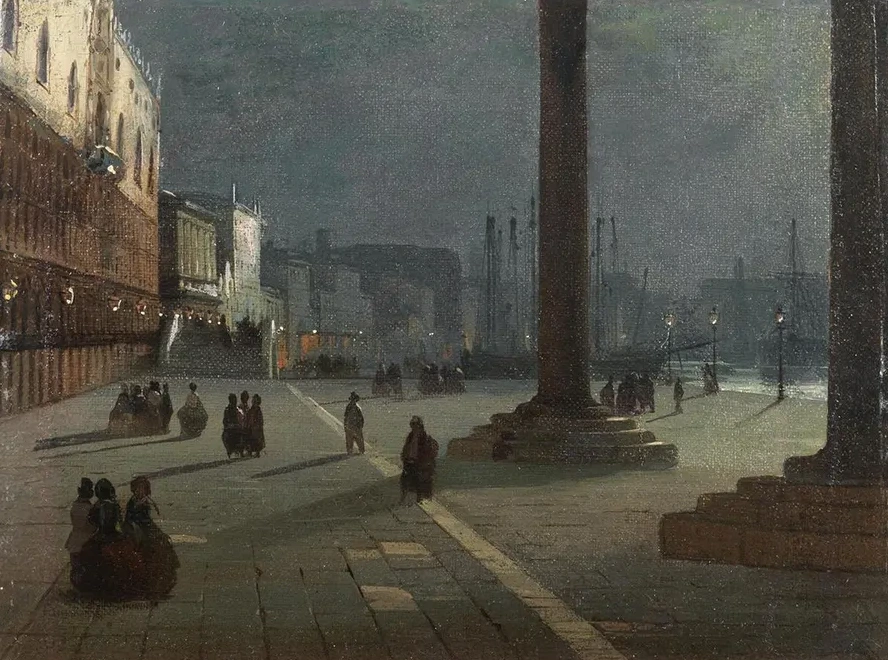 Venice, a View of the Molo di San Marco with the Riva Degli Schiavoni in the Moonlight