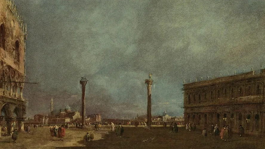 Venice, the Piazzetta Looking South, with a View of the Doge's Palace and the Biblioteca Marciana, the Island