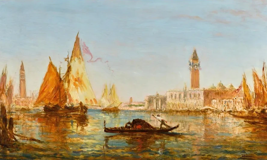 Venise, Gondole et Voiliers Devant le Palais Des Doges et San Giorgio Maggiore