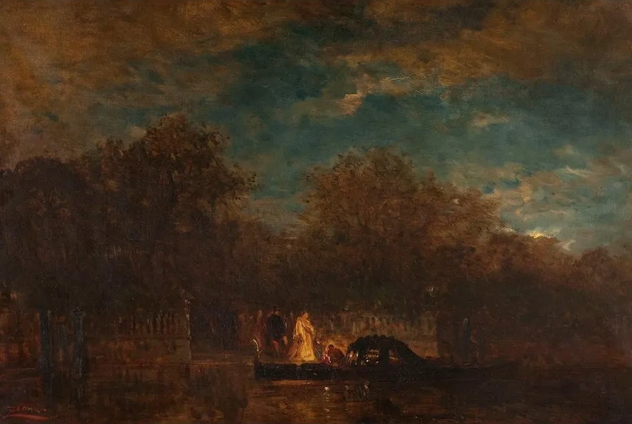 Venise, la Sortie du Jardin Fran Ais Au Cr Puscule