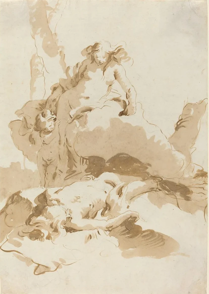 Venus and Cupid Discovering the Body of Adonis