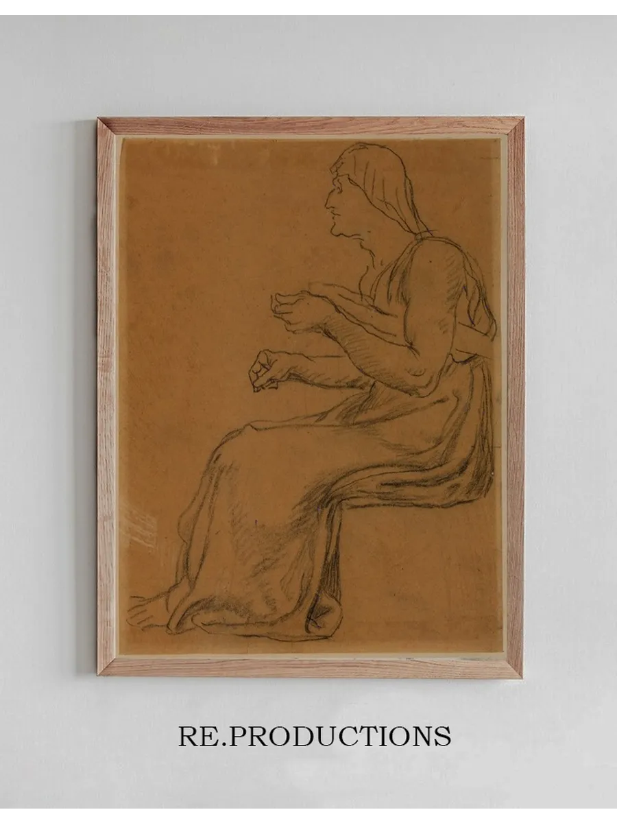 Vieille Femme Assise, de Profil Gauche