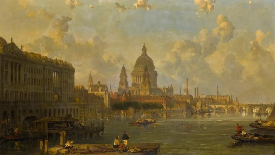 View From Waterloo Bridge, Embracing St. Pauls, Somerset House And Temple