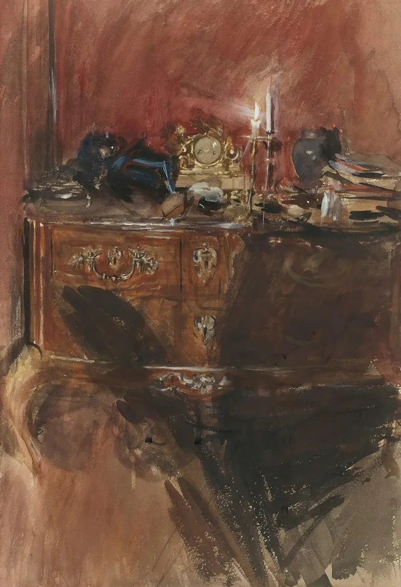 View Of An Interior With A Louis Xv Commode