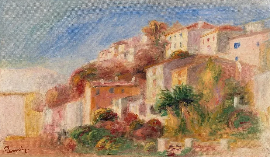 View from the Garden of the Post Office, Cagnes (village Vu du Jardin de la Poste, Cagnes)