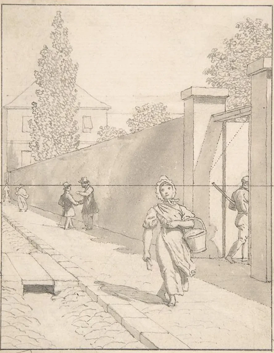View of Charlottenborg Palace in Copenhagen with the Old Botanical Garden and Figures