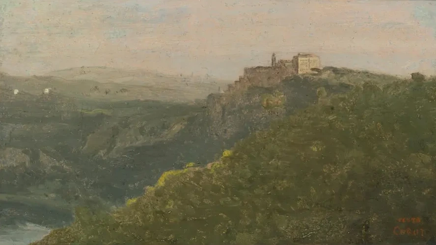 View of Lake Nemi with Genzano in the Distance