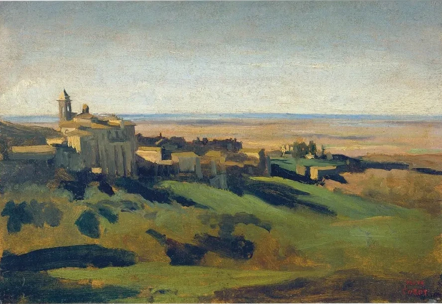 View of Marino in the Alban Mountains in the Early Morning
