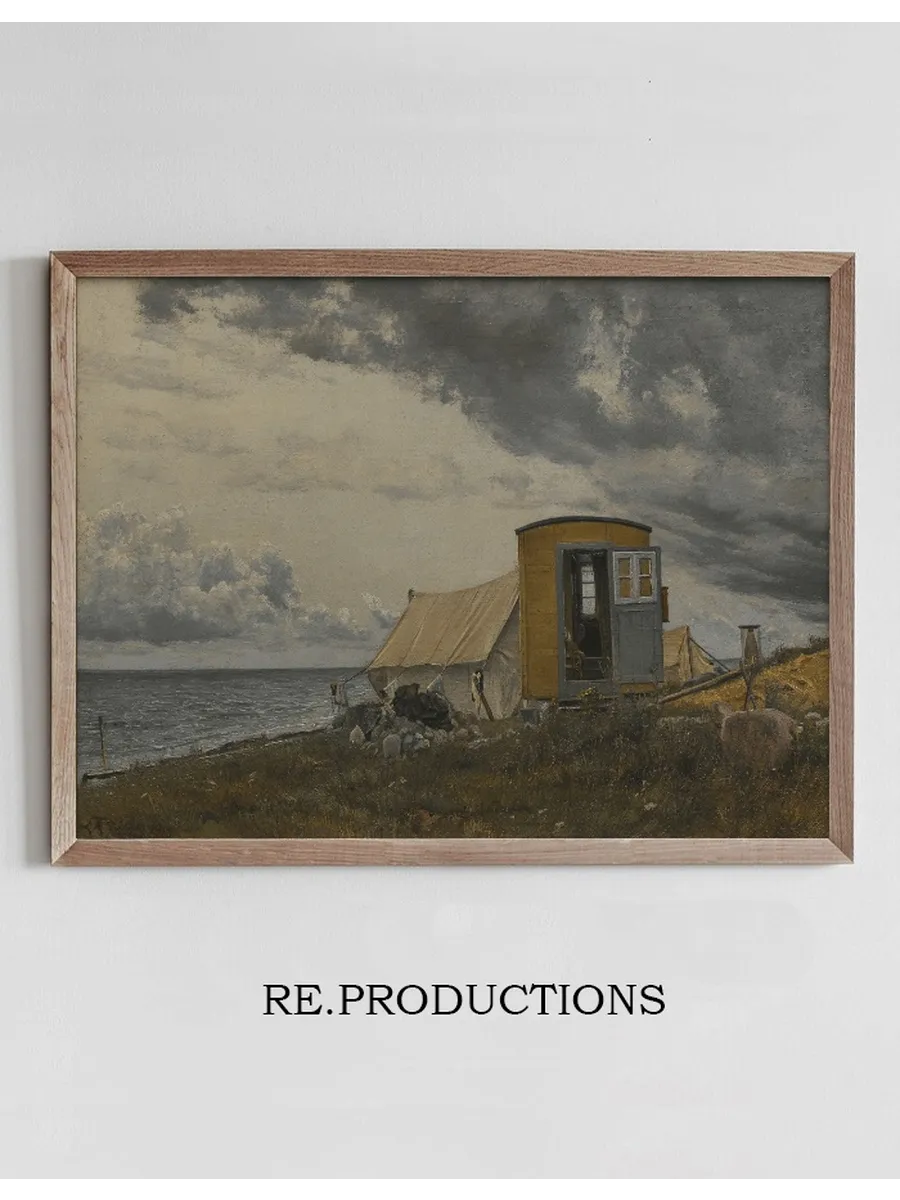 View of a Shore with the Artist's Wagon and Tent at En