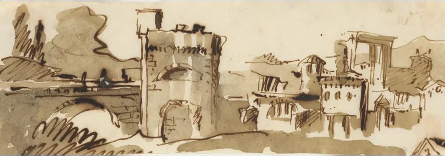View of a Town with a Fortified Bridge