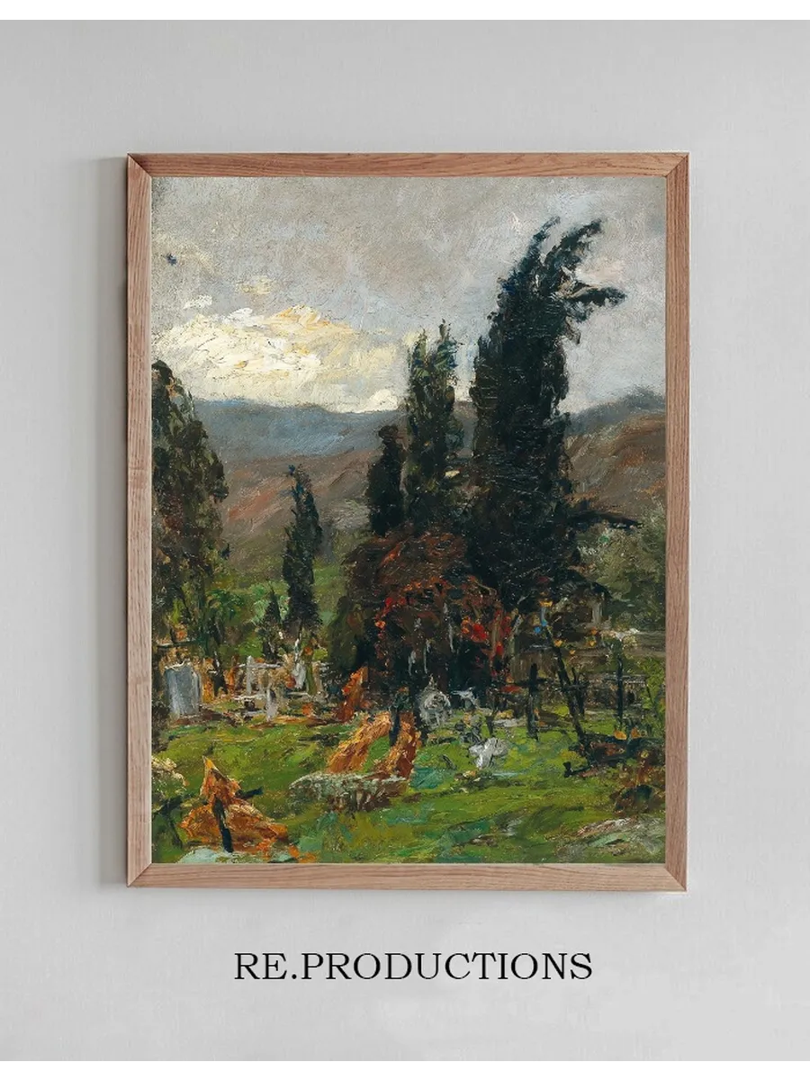 View of a Cemetery at Dusk