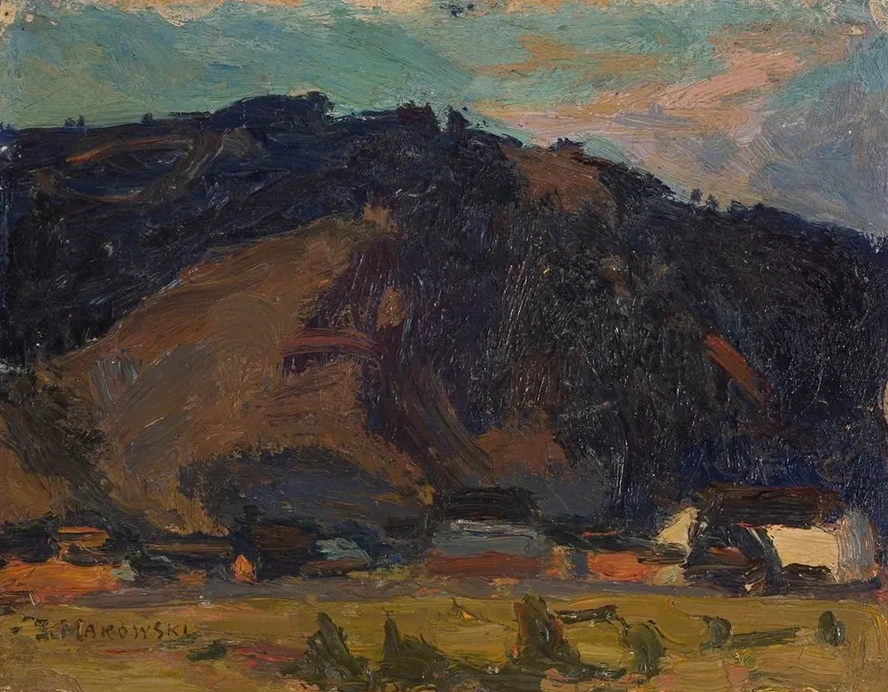 View of a Village Against the Background of a Mountain