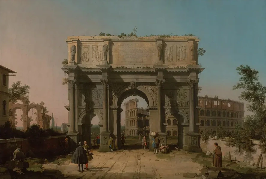 View of the Arch of Constantine with the Colosseum