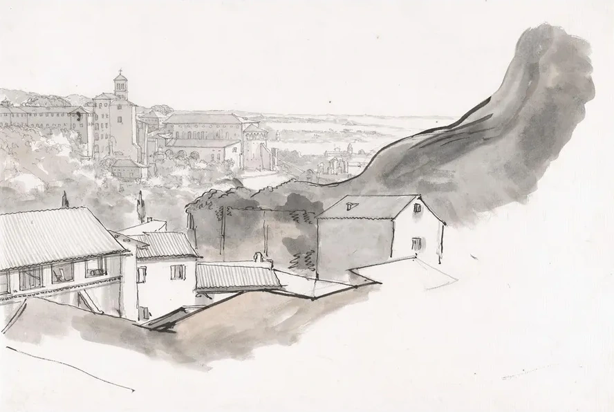 View of the Caelian Hill, Rome, with the Church of Santi Giovanni E Paolo, Seen from the Aventine, Rome