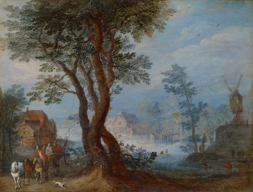 Village Landscape with Staffage Figures