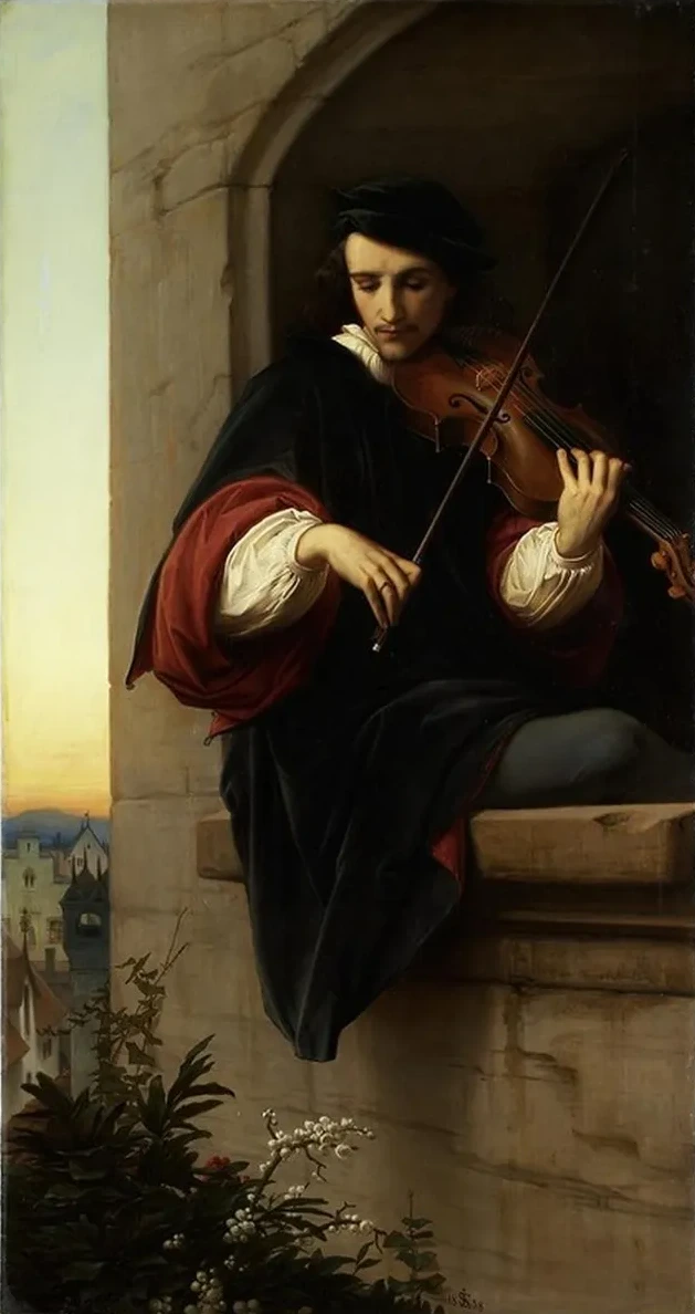 Violinist in the Belfry Window