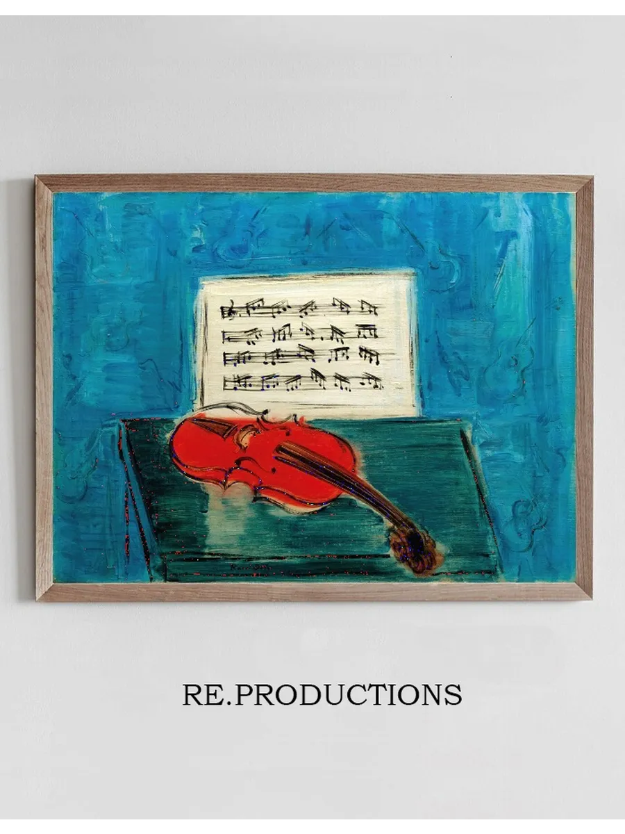 Violon Rouge Sur Fond Bleu