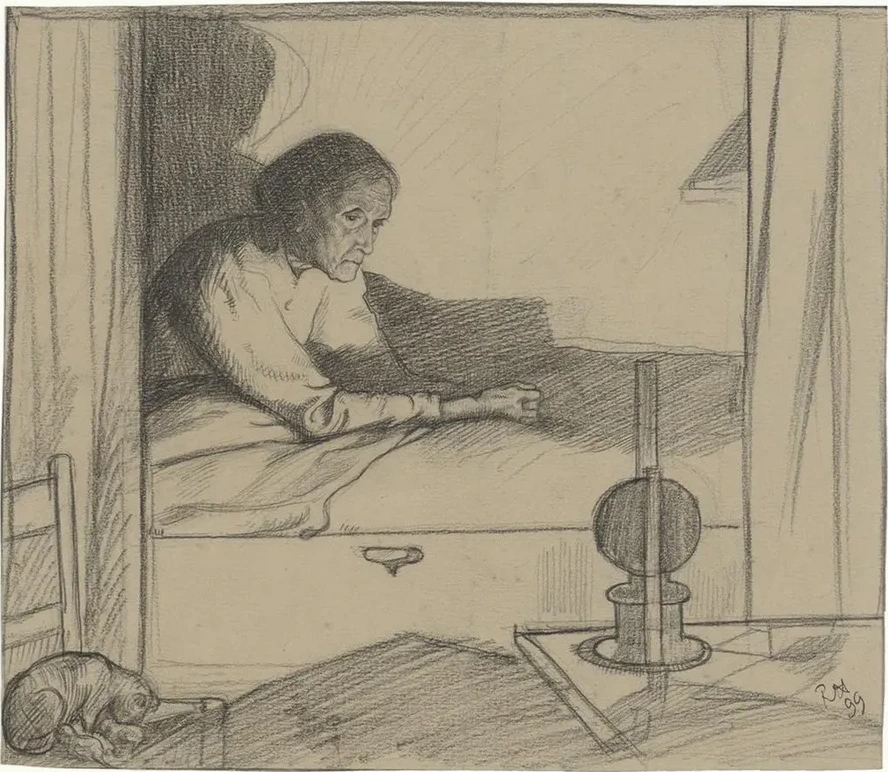 Vrouw Hogerhuis, Zittend in Bed (tweede Ontwerp)
