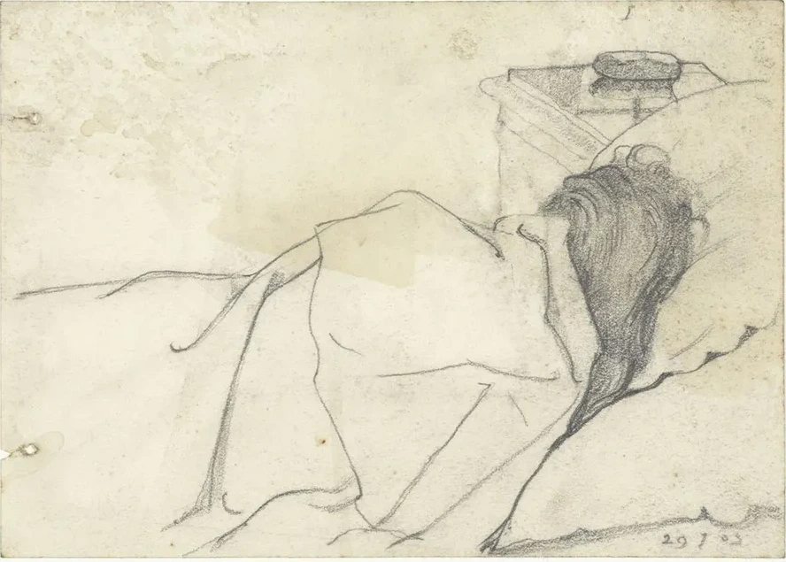 Vrouw van Richard Roland Holst in Bed Met Afgewend Gezicht