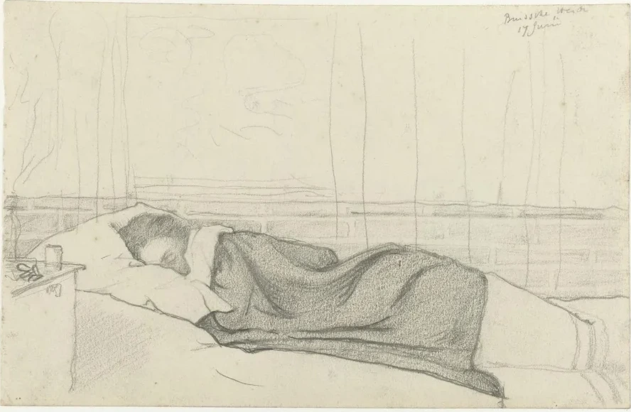Vrouw van Richard Roland Holst in Bed, Naar Links