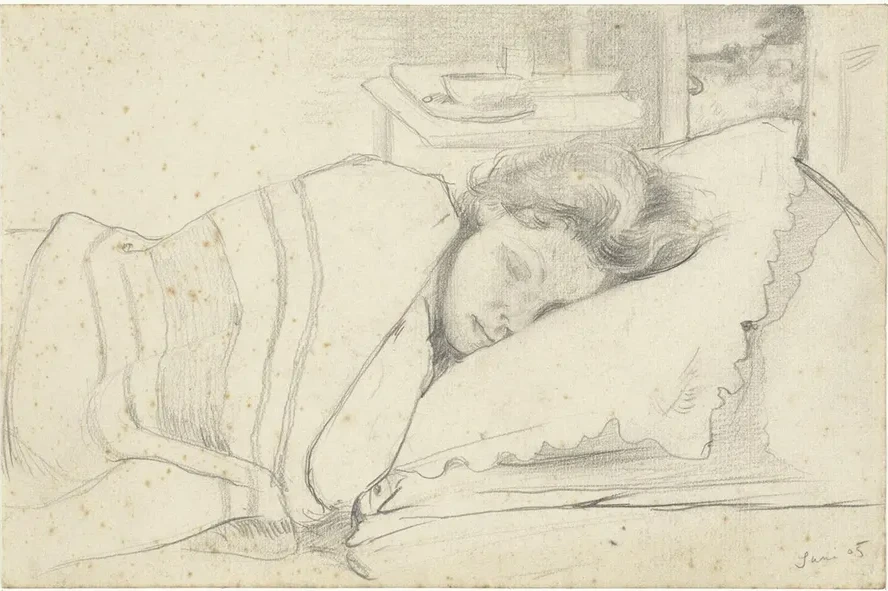 Vrouw van Richard Roland Holst in Bed, Naar Rechts