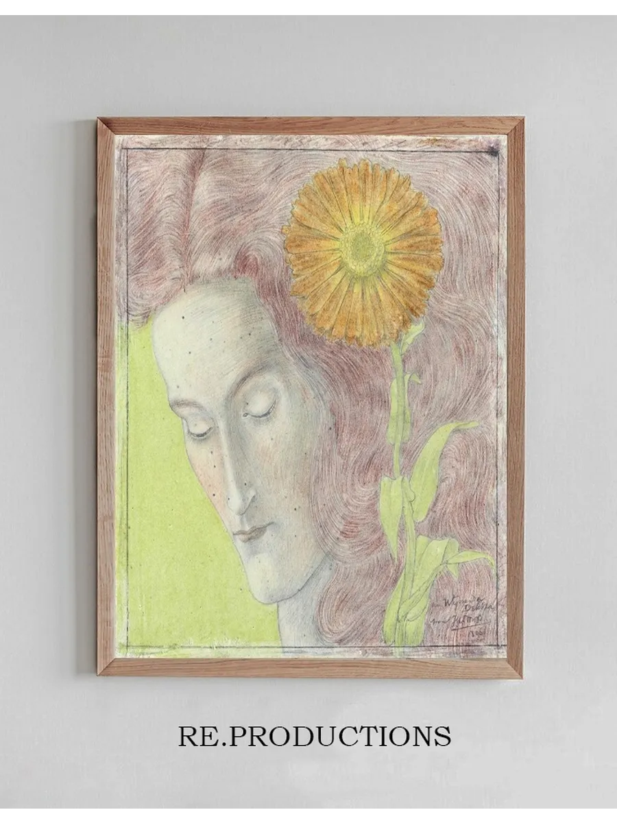 Vrouwenkop Met Rossig Haar En Chrysant
