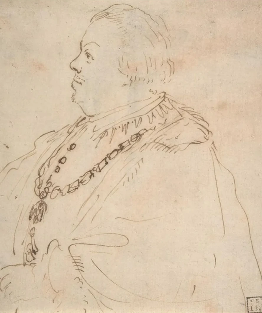 Waist - Length Portrait of a Man Wearing the Order of the Golden Fleece, in Profile Facing Left