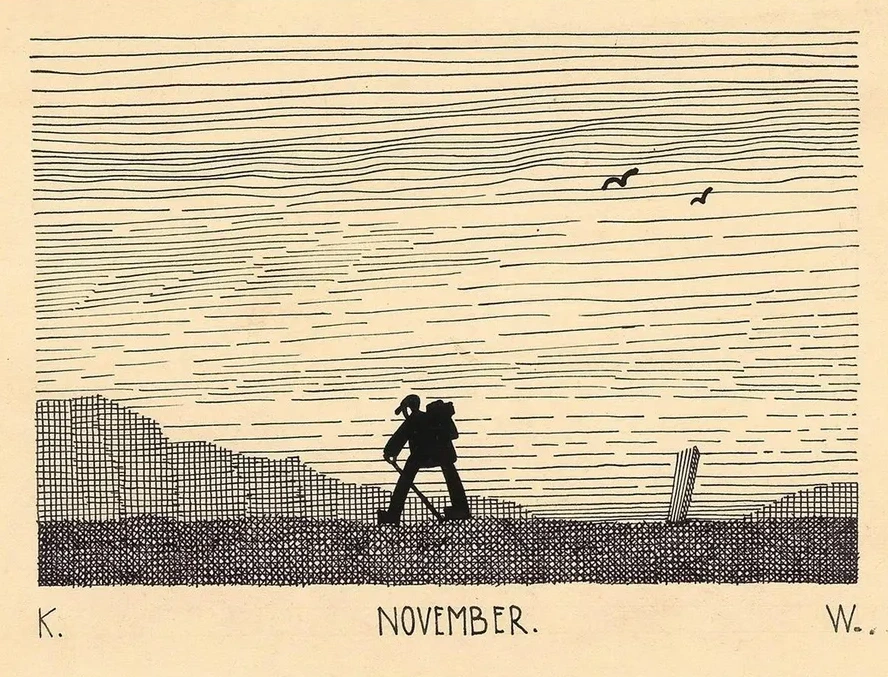 Wanderer Und Zwei V Gel Am Himmel