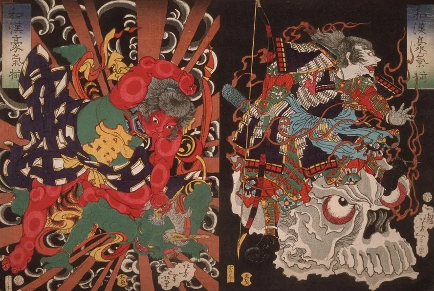 Warrior on Skull Kintoki Overpowering a Demon