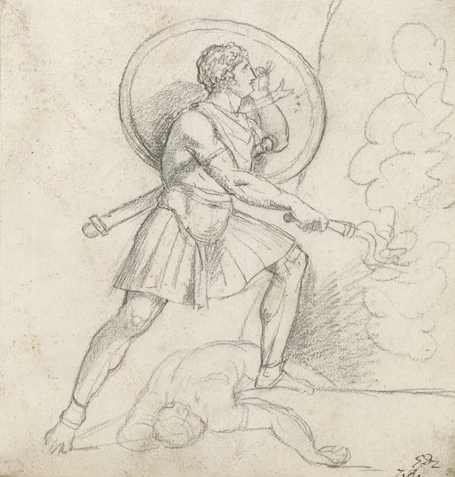 Warrior with a Shield and Torch