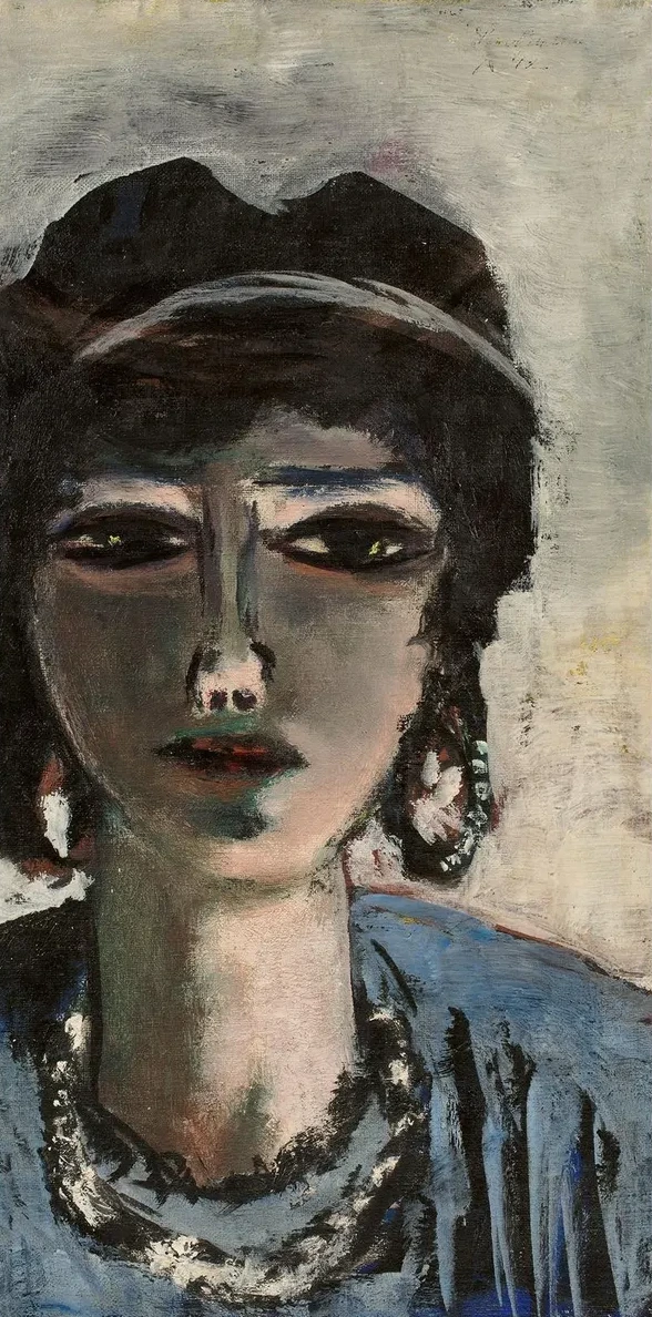 Weiblicher Kopf in Blau und Grau (Die gypterin)